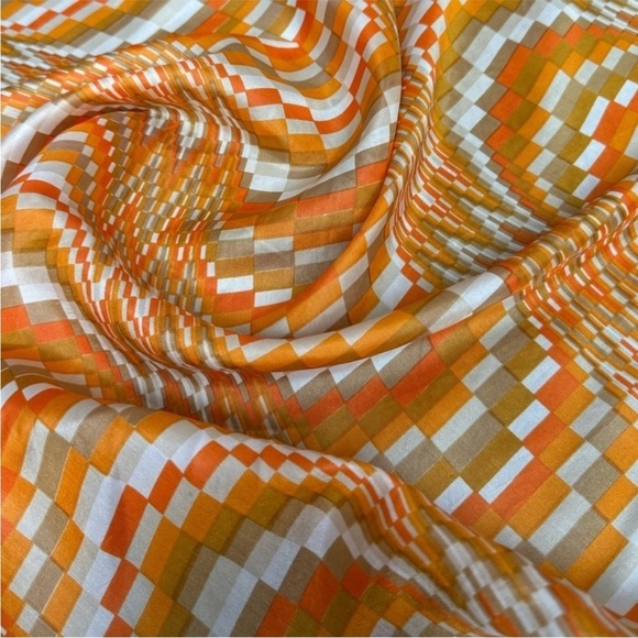Vintage Scarf Bundle, Abstract Artistic Silk & Mod Geometric Orange - Picture 6 of 9